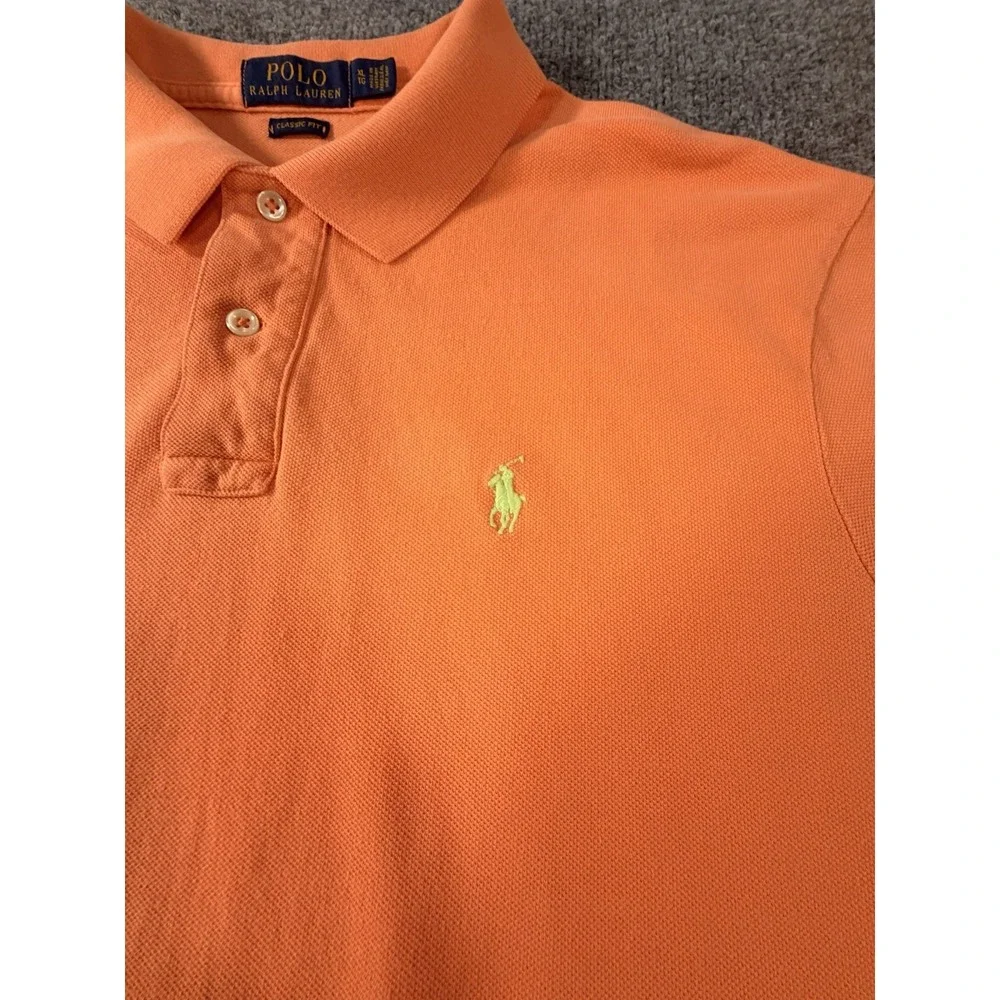 Polo Ralph Lauren Classic Fit Polo Shirt Orange Lime Pony Short Sleeve Men's XL